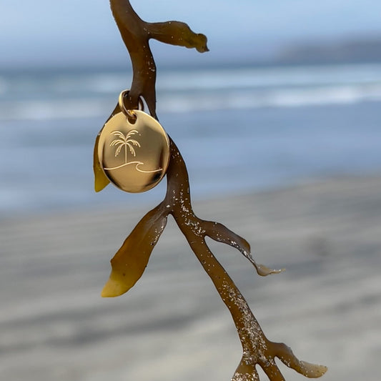 Gold b•f Palm & Wave Charm